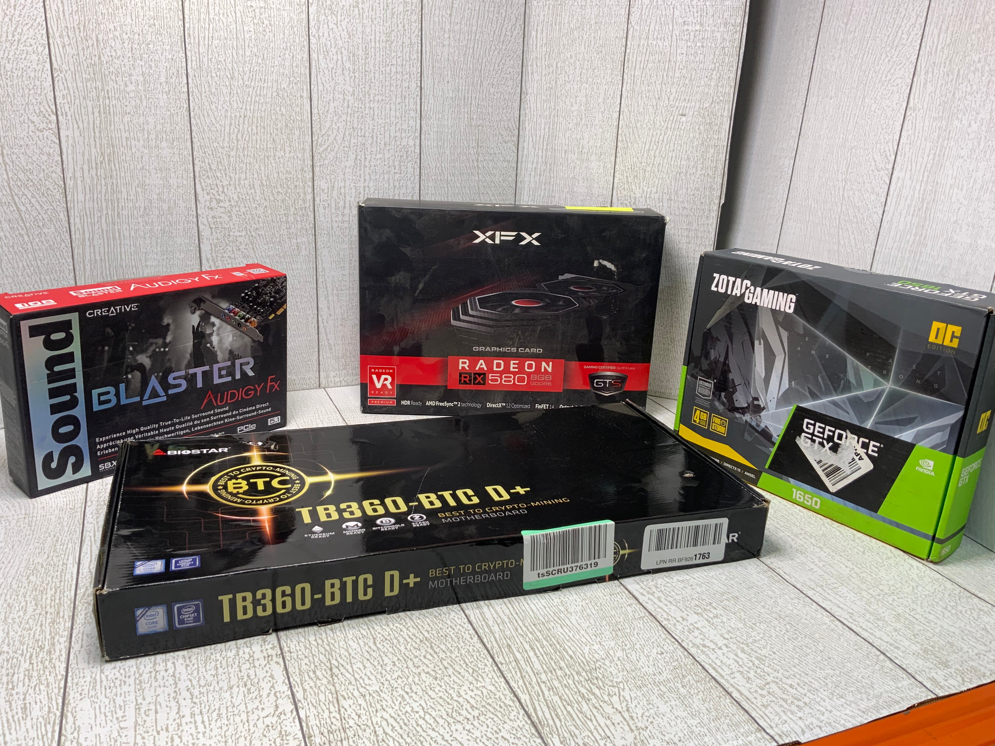 ZOTAC GEFORCE GTX 1650/AUDIGY FX/XFX RADEON RX580/TB360-BTC Motherboards *PARTS* (7978155737326)